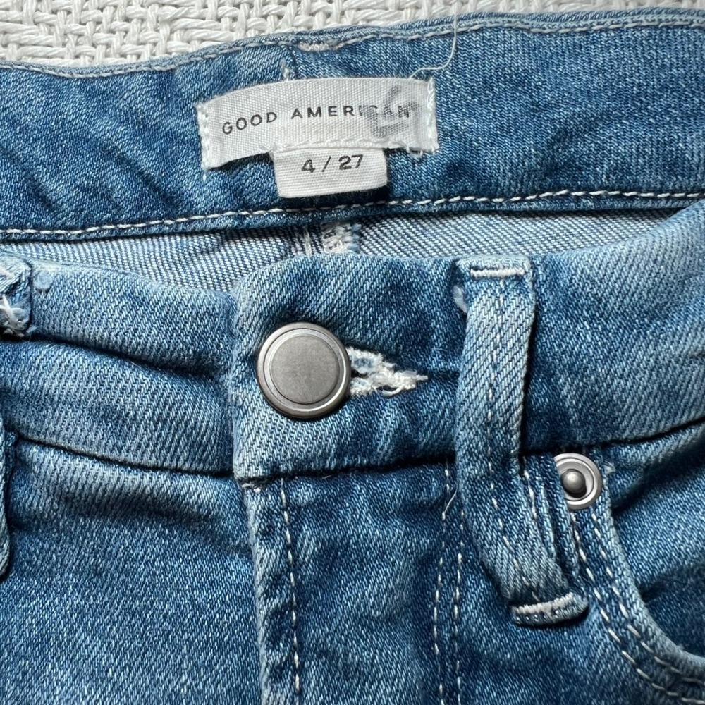 Good American Good Legs Flare Jeans Blue Denim Size 4/27 High Rise Bootcut - Picture 7 of 11